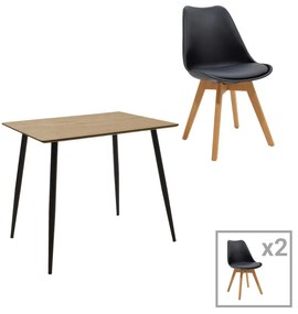 Intrahome Τραπεζαρία Gaston-Cuba Intrahome σετ 3τεμ pp-mdf σε μαύρη-sonoma απόχρωση 70x70x75εκ | SKU: INTRAPA-311112124