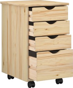 vidaXL Κινητό Ντουλάπι με τροχούς Καφέ 34 x 39 x 56 εκ Στερεό πεύκο