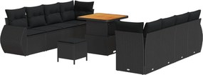 vidaXL Σετ Καναπέ Κήπου με αποθήκευση 11 pcs Μαύρο Πολυ ράταν