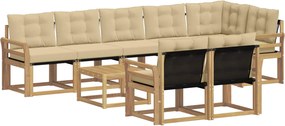 vidaXL Σειρά Καναπέ Εξωτερικού με μαξιλάρι 9 pcs Λευκό και Μπεζ