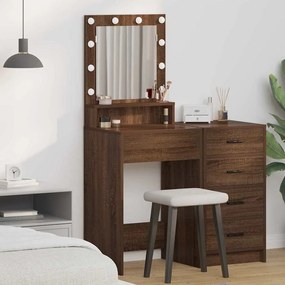 vidaXL Τραπέζι Μακιγιάζ Καφέ δρυς 50 x 41 x 135 εκ Επεξεργασμένο ξύλο