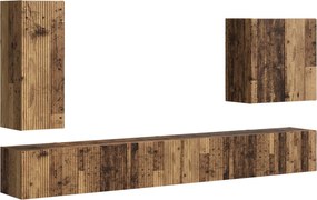 vidaXL Επιτοίχιο 6 pcs Παλιό Ξύλο