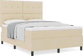 vidaXL Κρεβάτι με ελατήρια με στρώμα Κρεμ 140 x 200 cm ύφασμα