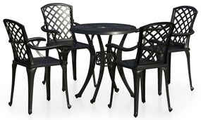 vidaXL Σετ Επίπλων Bistro 5 Τεμαχίων Μαύρο από Χυτό Αλουμίνιο