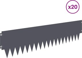 vidaXL Περίγραμμα γκαζόν 20 τμχ. 103 x 25 εκ Steel Ανθρακί