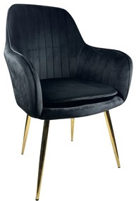 Καρέκλα Τραπεζαρίας ArteLibre MYRTLE Μαύρο/Χρυσό Βελούδο/Μέταλλο 57x43x82cm
