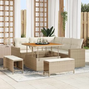vidaXL Σετ Καναπέ Κήπου 8 pcs Μπεζ συνθετικό ρατάν