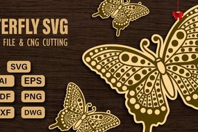 Σετ των 2 Intra απο ξύλο plywood 3mm-4mm πάχος πεταλούδας και κοπής CNC Δίασταση 20x30 cm INTRAFABR-99338665