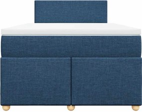 vidaXL Κρεβάτι Boxspring με Στρώμα Μπλε 120x190 εκ. Υφασμάτινο