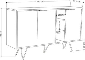 Μπουφές Clara Megapap χρώμα sandstone 142x35,6x83εκ.