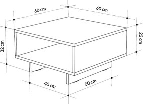 Τραπεζάκι σαλονιού Hola Megapap χρώμα ανθρακί 60x60x32εκ.