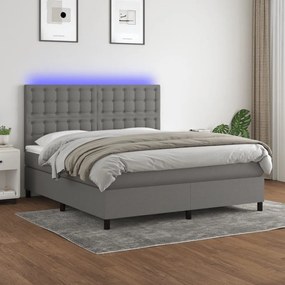 ΚΡΕΒΑΤΙ BOXSPRING ΜΕ ΣΤΡΩΜΑ &amp; LED ΣΚ.ΓΚΡΙ 160X200 ΕΚ ΥΦΑΣΜΑΤΙΝΟ 3135206