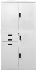 vidaXL Ντουλάπα Γραφείου Ανοιχτό Γκρι 90 x 40 x 180 εκ. Ατσάλινη
