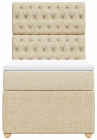 vidaXL Κρεβάτι Boxspring με Στρώμα Κρεμ 80 x 200 εκ. Υφασμάτινο