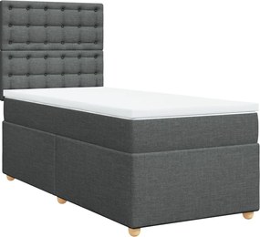 vidaXL Κρεβάτι Boxspring με Στρώμα Σκούρο Γκρι 90x190 εκ. Υφασμάτινο