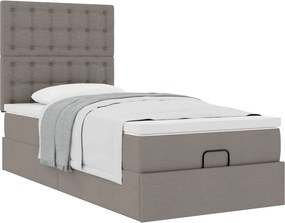 vidaXL Οθωμανικό κρεβάτι με στρώμα Taupe 90x200cm ύφασμα
