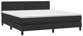 vidaXL Κρεβάτι Boxspring με Στρώμα &amp; LED Μαύρο 180x200 εκ. Συνθ. Δέρμα