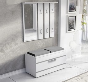 Σετ διαδρόμου Mandeville 103, 85x35cm, 31 kg, Καθρέφτης, Άσπρο, Πλαστικοποιημένη μοριοσανίδα, Τοίχου, Εντοιχισμένη | Epipla1.gr