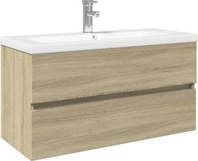 vidaXL Σετ Επίπλων Μπάνιου 2 Τεμαχίων Κεραμικό από Επεξεργασμένο Ξύλο