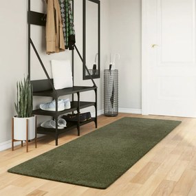 vidaXL Rug HUARTE Green 80 x 250 cm 100% Polyester Επίπεδος