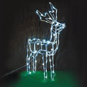 "STANDING REINDEER" 100 LED ΣΧΕΔ. ΛΑΜΠ ΣΕΙΡΑ CW ΑΝΤ.31VDC &amp; 8 ΠΡΟΓ. IP44, 66x31x80cm 5m ΛΕΥΚ ΚΑΛ ACA X0810024241