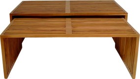 Τραπέζι Tinnie pakoworld σετ 2τεμ teak ξύλο σε φυσική απόχρωση