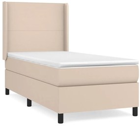 vidaXL Κρεβάτι Boxspring με Στρώμα Καπουτσίνο 100x200εκ.από Συνθ.Δέρμα