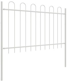 vidaXL Φράχτης κήπου  με οβάλ κορυφή, Λευκό, 13.6x1 μ, Μέταλλο