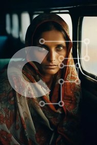 Intra Συλλεκτικό Ξύλινο Παζλ Plywood 4mm - Γυναίκα που κάθεται δίπλα στο παράθυρο στη μεταφορά Σε Ξύλινο Κουτί - Διαστάσεις Puzzle: 10x10 cm – 25 κομμάτια