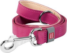 WAUDOG natural leather dog leash 25 mm wide, 122 cm long pink