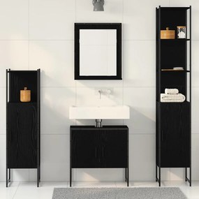 vidaXL Σετ Επίπλων Μπάνιου με πόρτα 4 pcs Μαύρο 33 x 33 x 185.5 εκ