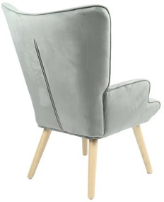 Πολυθρόνα Fluffy βελούδο γκρι-φυσικό πόδι 75x69x96εκ 75x69x96 εκ.