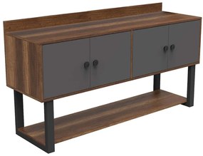 Μπουφές 956LCS1510 180x85x93,2cm Anthracite-Walnut Μοριοσανίδα, Μέταλλο