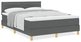 vidaXL Box Spring Κρεβάτι με Στρώμα Σκούρο Γκρι 140x190 εκ. Ύφασμα