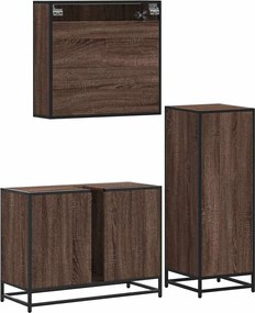 vidaXL Σετ Επίπλων Μπάνιου 3 Τεμαχίων Καφέ Δρυς από Τεχν. Ξύλο