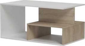Τραπέζι σαλονιού Kelena pakoworld sonoma-λευκό 90x51x43εκ