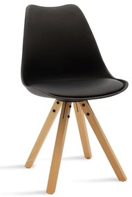 Καρέκλα Caron PP μαύρο-φυσικό πόδι 48x55x80 εκ.