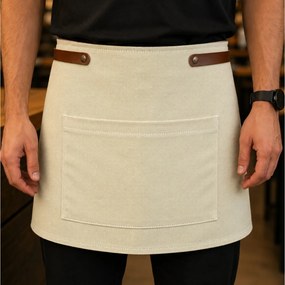 ΣΥΛΛΟΓΉ CHEF ΕSSENTIALS WASHED CANVAS WAIST APRON BEIGE DOXX AMSTERDAM