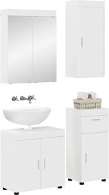 vidaXL Σετ Επίπλων Μπάνιου TULUM 4 pcs Υψηλής γυαλάδας λευκό