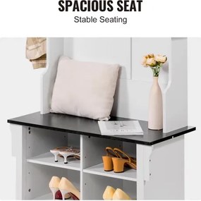 VEVOR Hall Tree Wooden Hall Tree with Bench 5 Hooks for Entryway &amp; Hallway