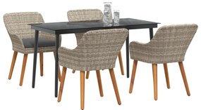 vidaXL Σετ τραπεζαρίας 5 pcs Ανοιχτό γκρι και Μαύρο Large