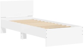 vidaXL Πλαίσιο Κρεβατιού με Κεφαλάρι/LED Λευκό 90 x 190 εκ.