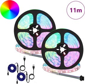 vidaXL Λωρίδα LED 2 pcs Μαύρο και Διαφανές 5500 χιλ