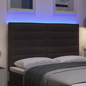 vidaXL LED κεφαλάρι Σκούρο Καφέ ύφασμα