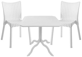 Τραπεζαρία Icon-Confident pakoworld σετ 3τεμ PP σε λευκή απόχρωση