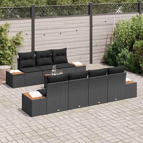 vidaXL Σετ Καναπέ Κήπου με μαξιλάρι 8 pcs Μαύρο Πολυ ράταν