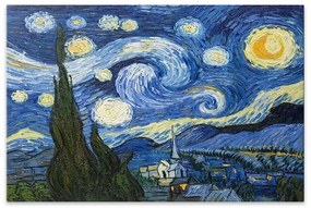 Πίνακας σε καμβά "Starry Night" Megapap ψηφιακής εκτύπωσης 100x70x3εκ.-GP033-0117