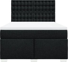 vidaXL Κρεβάτι Boxspring με Στρώμα Μαύρο 140x190 εκ. Υφασμάτινο