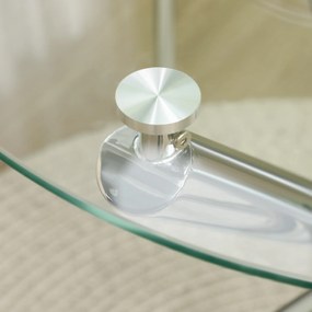 HOMCOM τραπέζι τραπεζαρίας, στρογγυλή επιφάνεια από σκληρό γυαλί, χωρίς πλαίσιο, για 2-4 άτομα, ατσάλινα πόδια, 80 x 80 x 74 cm