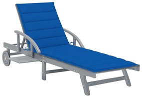 vidaXL Ξαπλώστρα Κήπου από Μασίφ Ξύλο Ακακίας με Μαξιλάρι